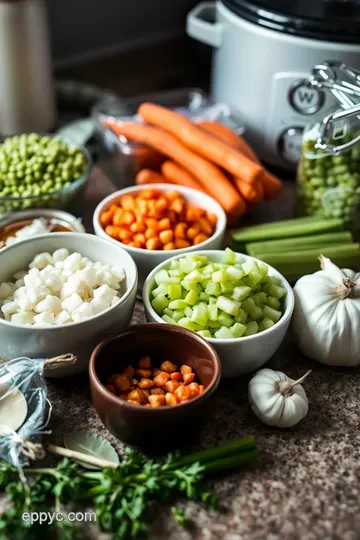 Creamy Slow Cooker Split Pea Soup with Herbed Croutons ingredients