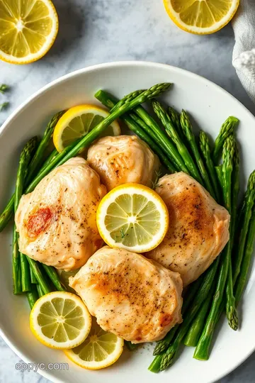 One-Pan Lemon Garlic Chicken and Asparagus: A Zesty Delight presentation