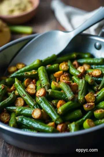 Perfectly Pan-Seared Okra with Garlic & Spices presentation