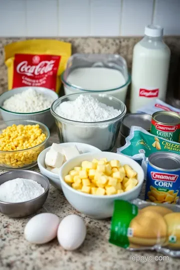 Sweet and Savory Easy Cornbread Casserole ingredients