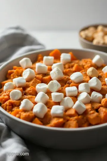 Sweet Potato Casserole with Marshmallow Topping presentation